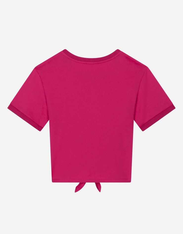 Dolce&Gabbana 메탈 DG 로고 저지 티셔츠 푸시아 핑크 L5JTJQG7J6Q
