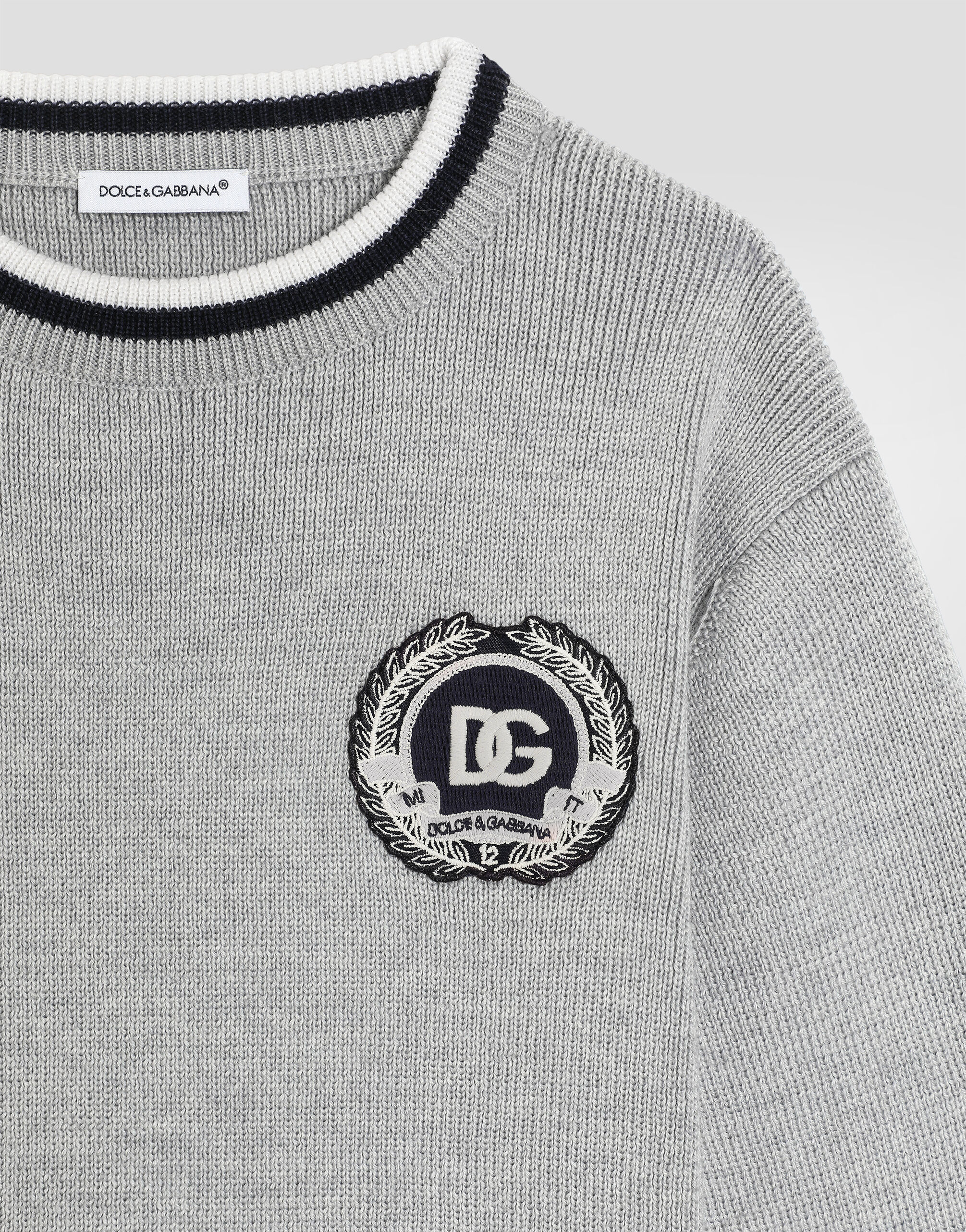 Solid knit sweater in Grey for Girls | Dolce&Gabbana®