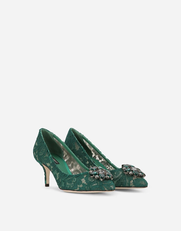 Dolce & Gabbana Lace rainbow pumps with brooch detailing Green CD0066AL198