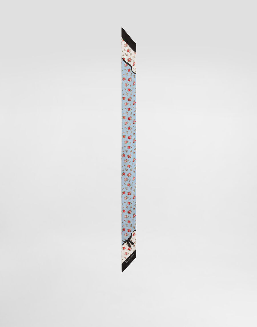 Small rose-print silk twill bandeau 6x100