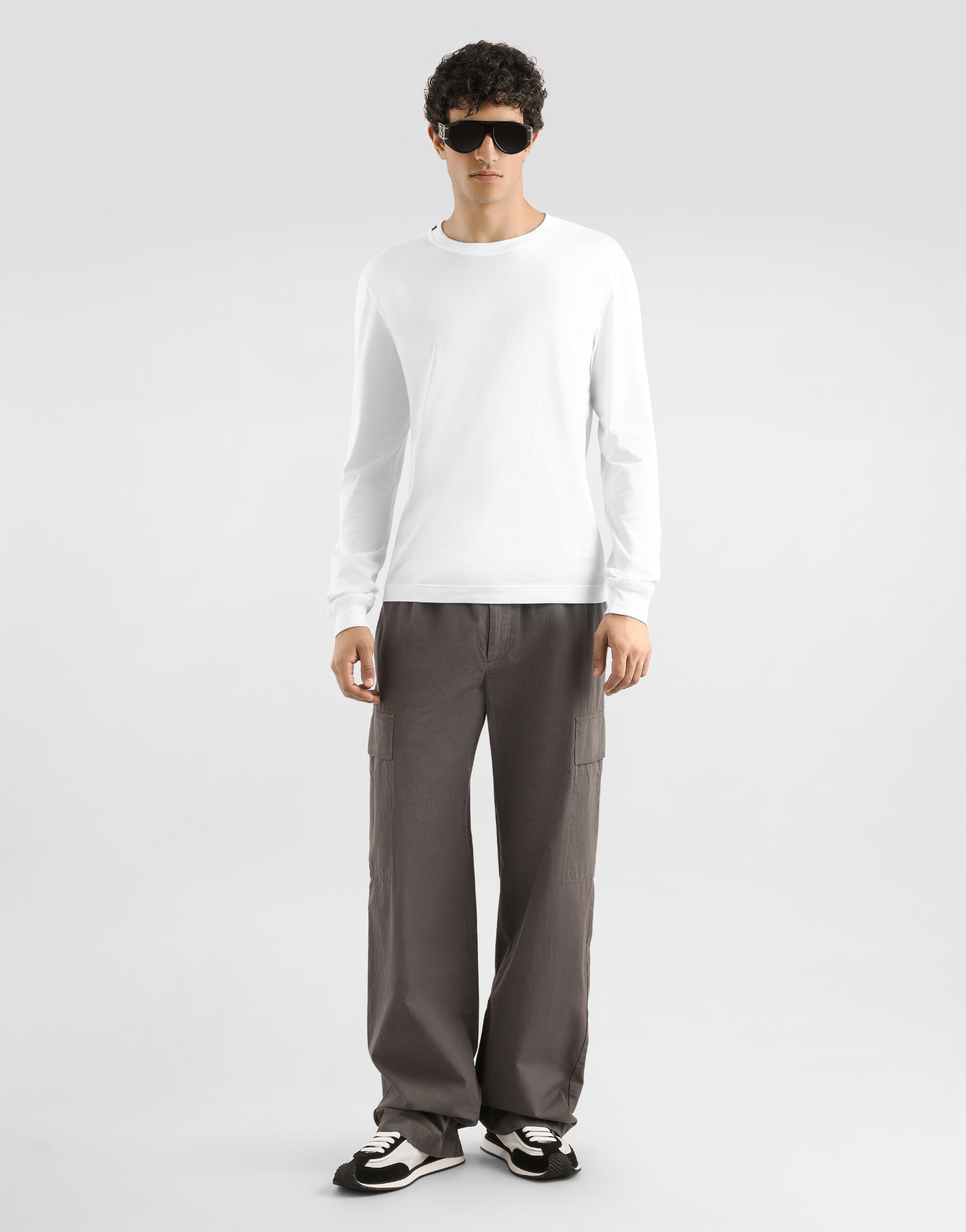 Long sleeve cotton t-shirt in White for Men | Dolce&Gabbana®