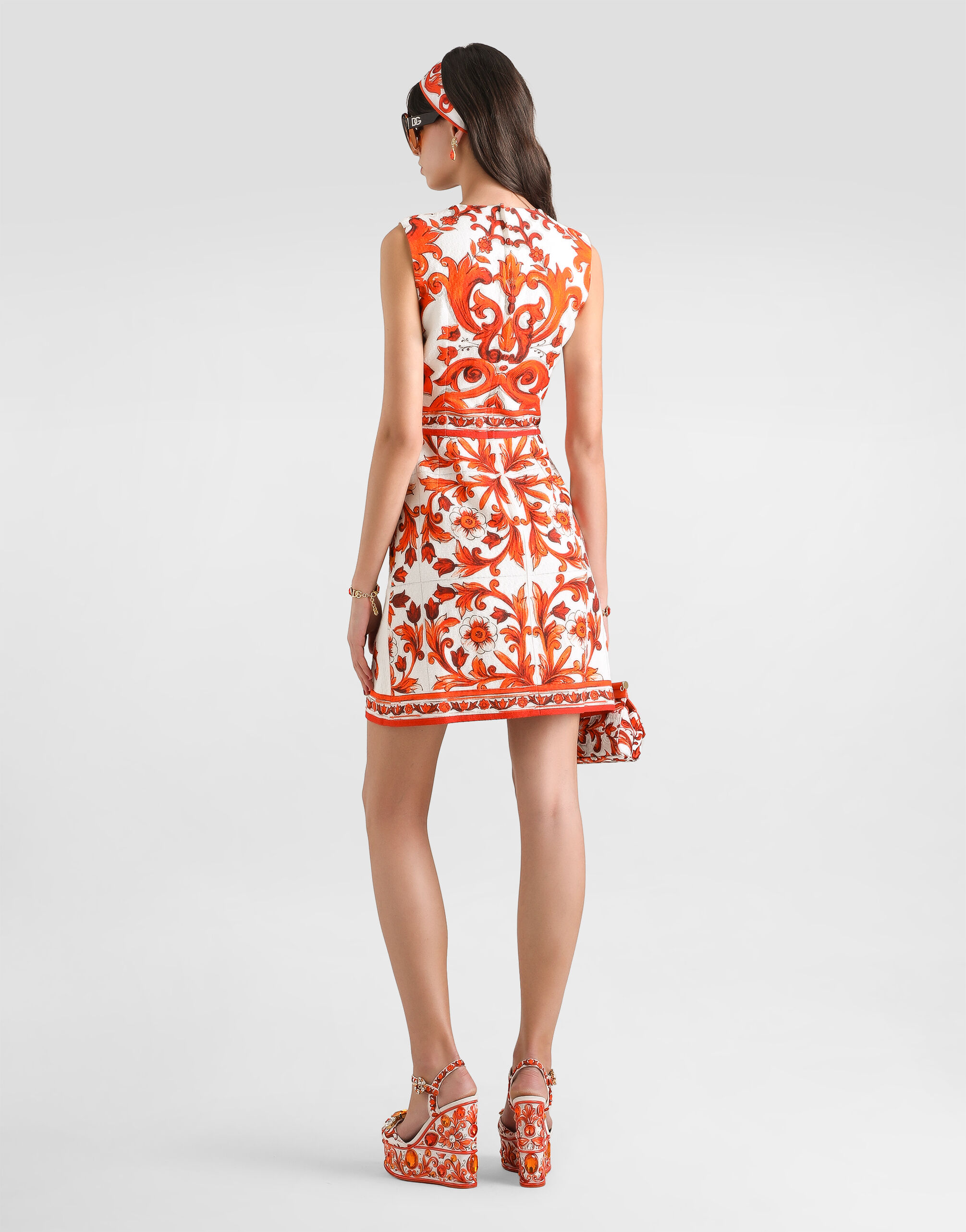 Majolica-print short dress in Multicolor for Women | Dolce&Gabbana® US