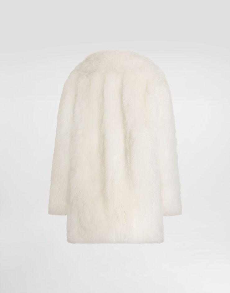 Dolce & Gabbana Abrigo de botonadura sencilla con efecto pelo White F0W4OFFUPSK