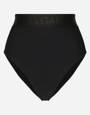 Dolce & Gabbana Braguita de talle alto en punto con logotipo en cintura elástica Negro O2C97TONM54