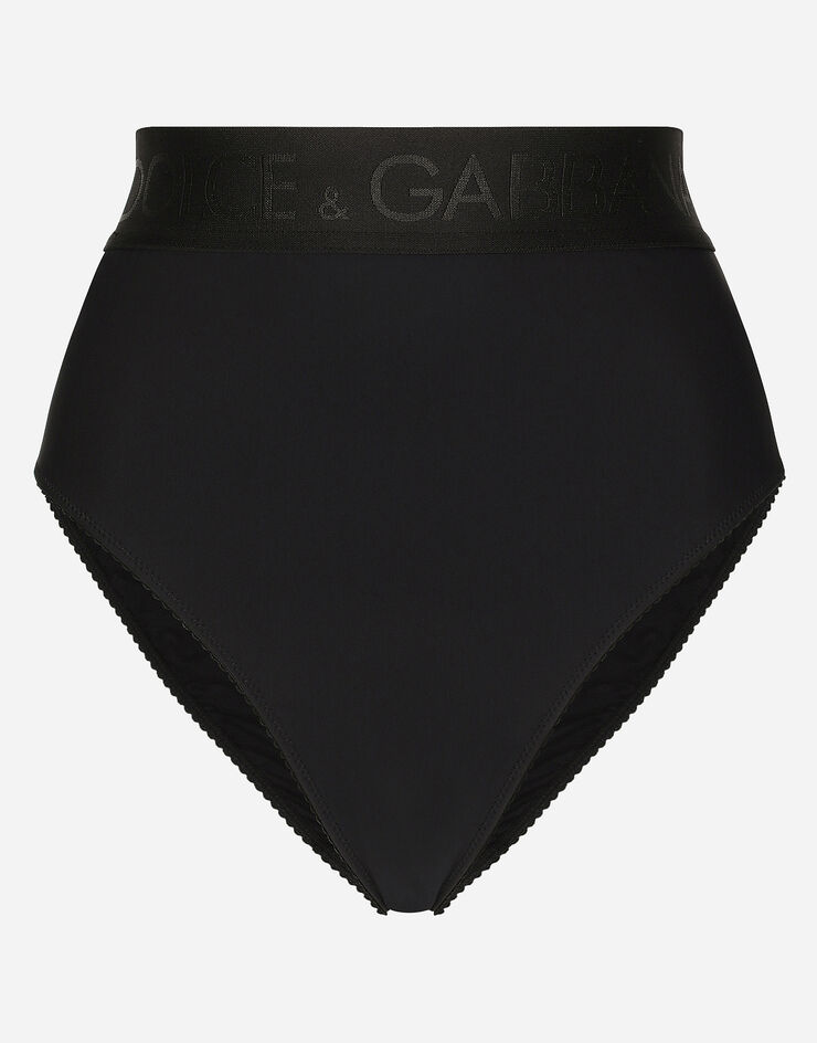 Dolce & Gabbana Braguita de talle alto en punto con logotipo en cintura elástica Negro O2C97TONM54