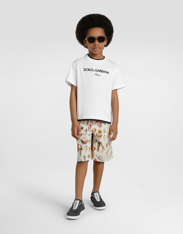 Dolce & Gabbana Jersey t-shirt with Dolce&Gabbana embroidery White L4JTIYG7PEJ