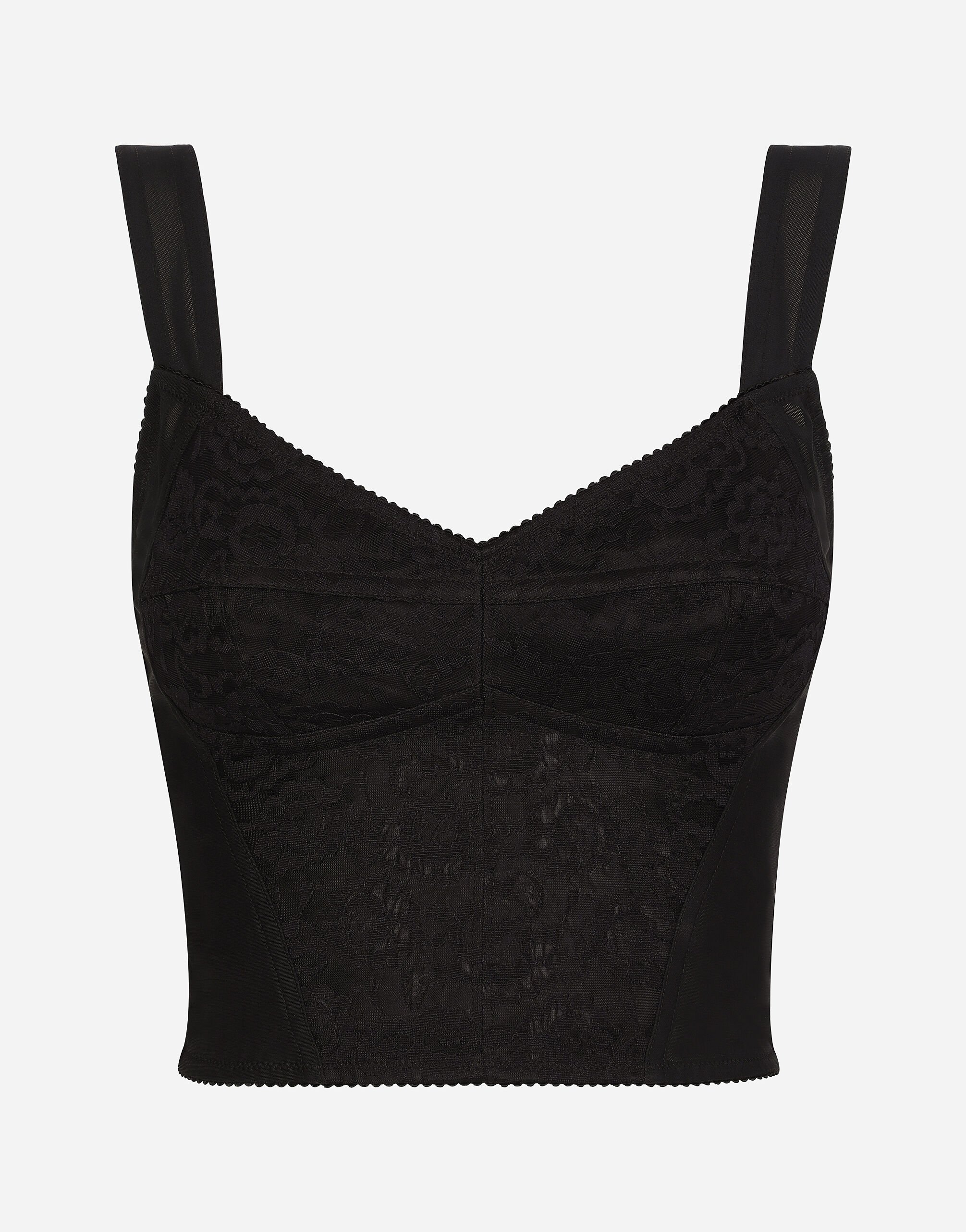 Dolce & Gabbana Shaper corset bustier top in jacquard and lace Black F63G8TG9798