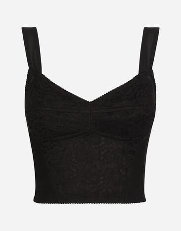 Dolce & Gabbana Corpiño-corsé de tejido corsetero en jacquard y encaje Dorado/Negro WEDC2GW0001