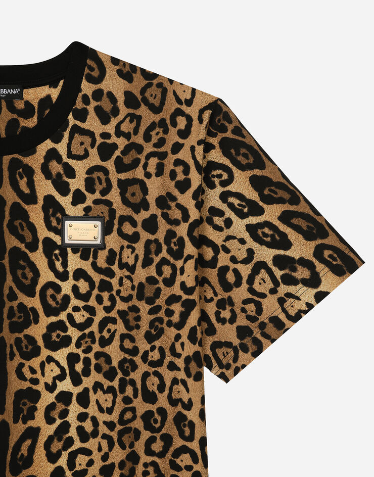 Dolce & Gabbana Short-sleeved leopard-print jersey T-shirt Multicolor I8ABWWG7BPW