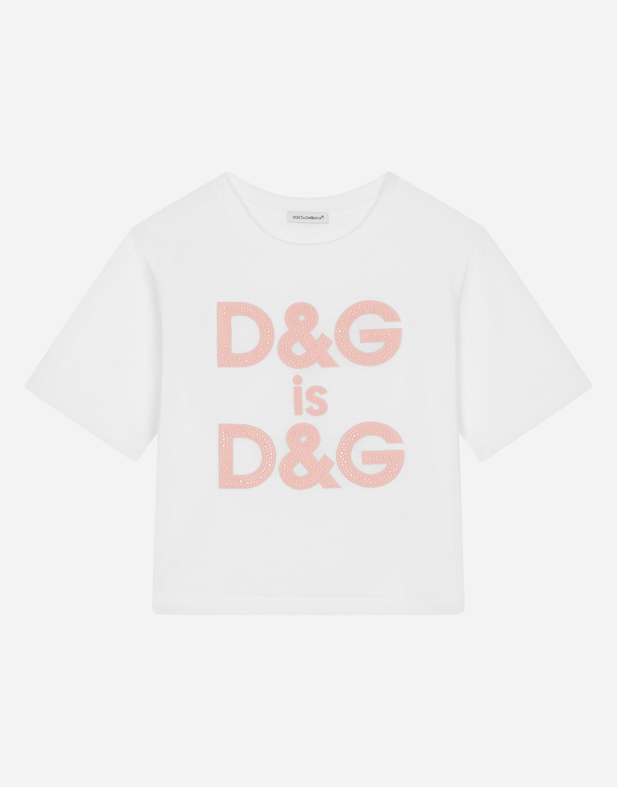 Dolce & Gabbana Jersey T-shirt with logo embroidery White L5JTLCG7JL3