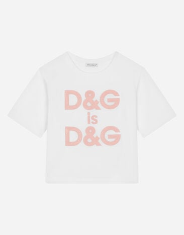 Dolce & Gabbana T-shirt in jersey con ricamo logo Stampa L5J842FSG8J