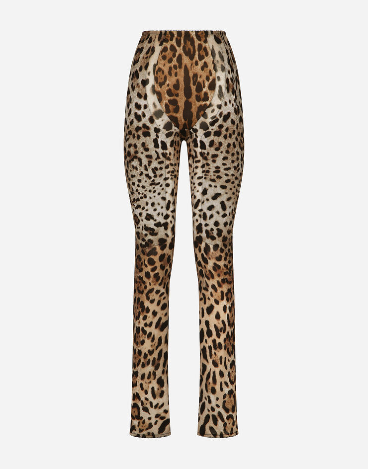 Dolce & Gabbana KIM DOLCE&GABBANA Hose aus Marquisette mit Leopardenmuster-Aufdruck Animal-Print FTCXKTFSSF7