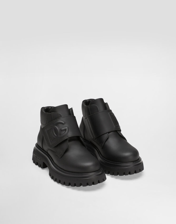 Dolce & Gabbana Calfskin nappa ankle boots with embossed DG logo Black DA5230A3444