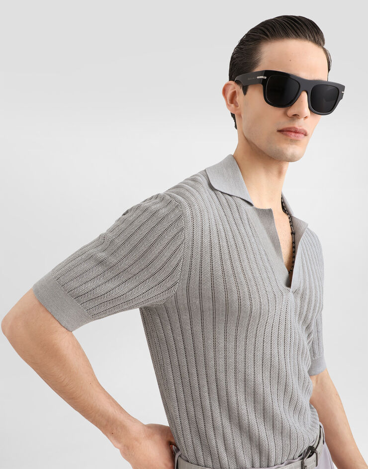Dolce & Gabbana Silk polo shirt Grey GXZCKZJBSPV