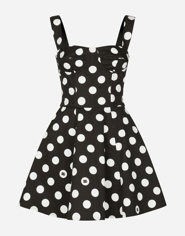 Dolce & Gabbana Cotton drill corset minidress with polka-dot print Print F6JITTFSFNQ