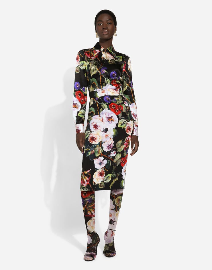 Dolce & Gabbana Camicia in raso stampa roseto Stampa F5R63TFSA59