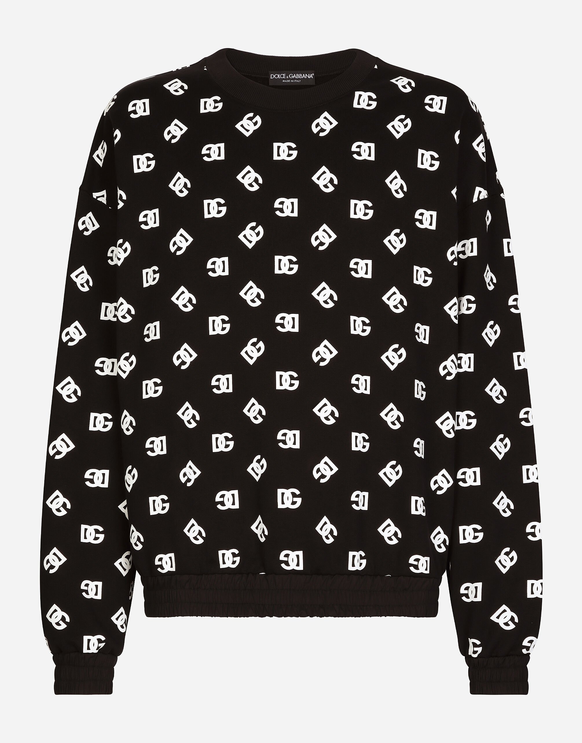 Dolce & Gabbana Round-neck sweatshirt with DG Monogram print Beige G9AKPZG7NQI