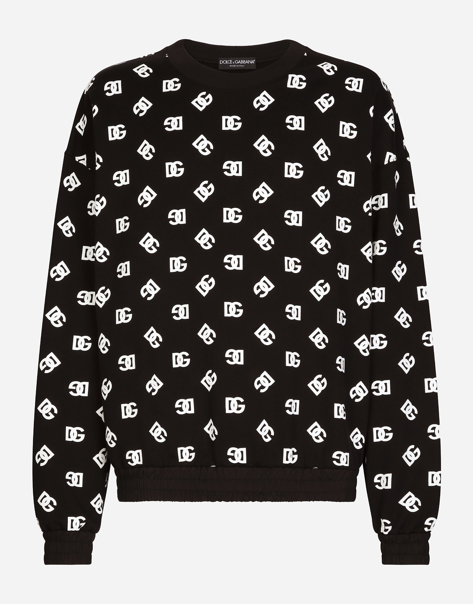 Dolce & Gabbana Round-neck sweatshirt with DG Monogram print Black G9AKATHU7PP