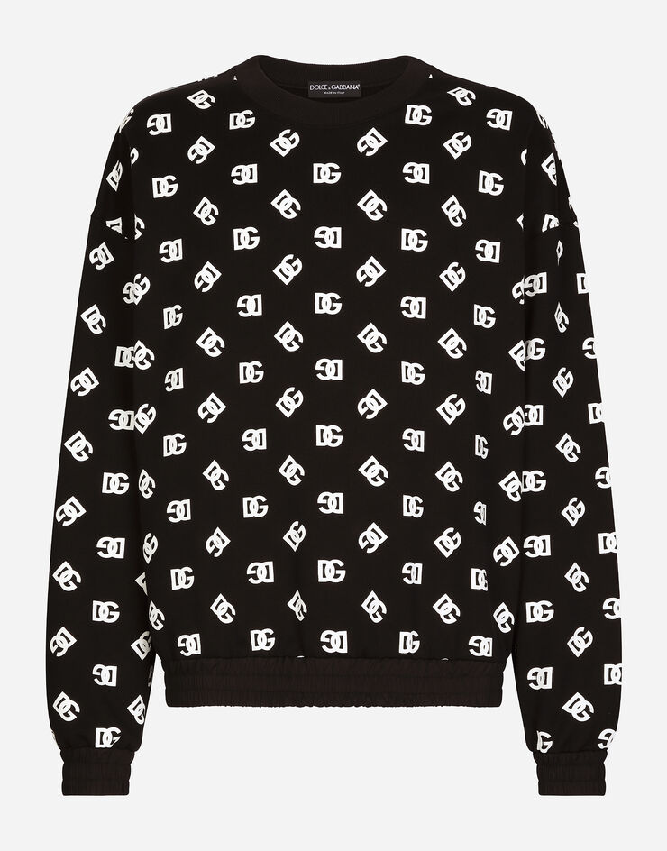 Dolce & Gabbana Round-neck sweatshirt with DG Monogram print Noir G9AUVTG7L5C