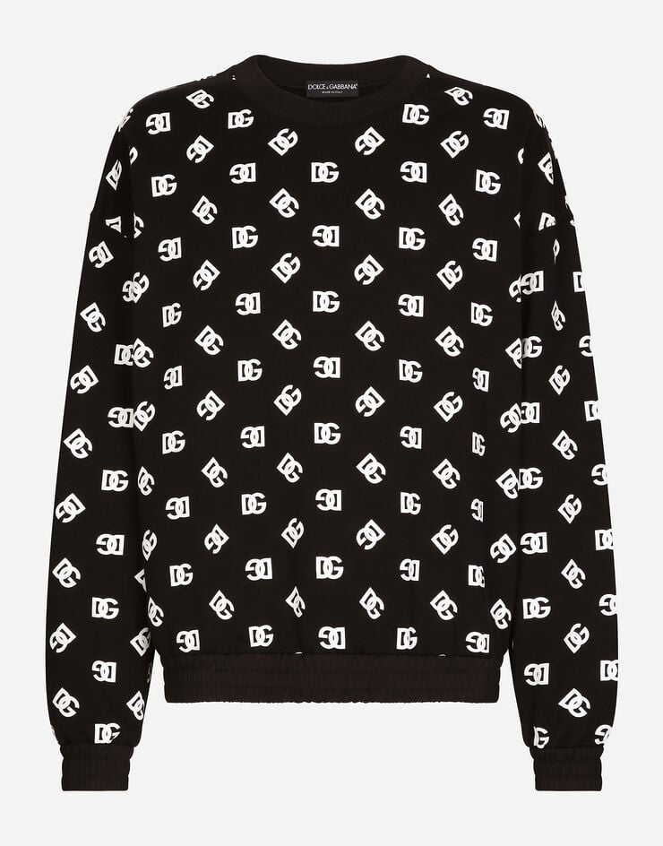 Dolce & Gabbana Sudadera de cuello redondo con estampado DG Monogram Negro G9AUVTG7L5C