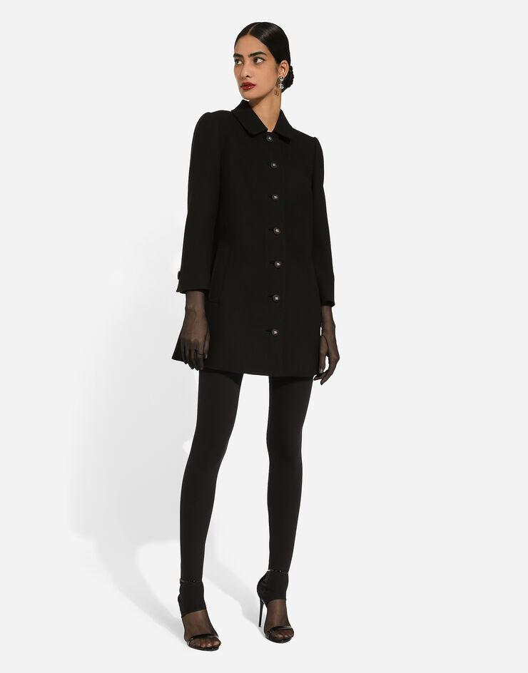 Dolce & Gabbana Abrigo corto de paño de lana Negro F0D1CTFUBFX