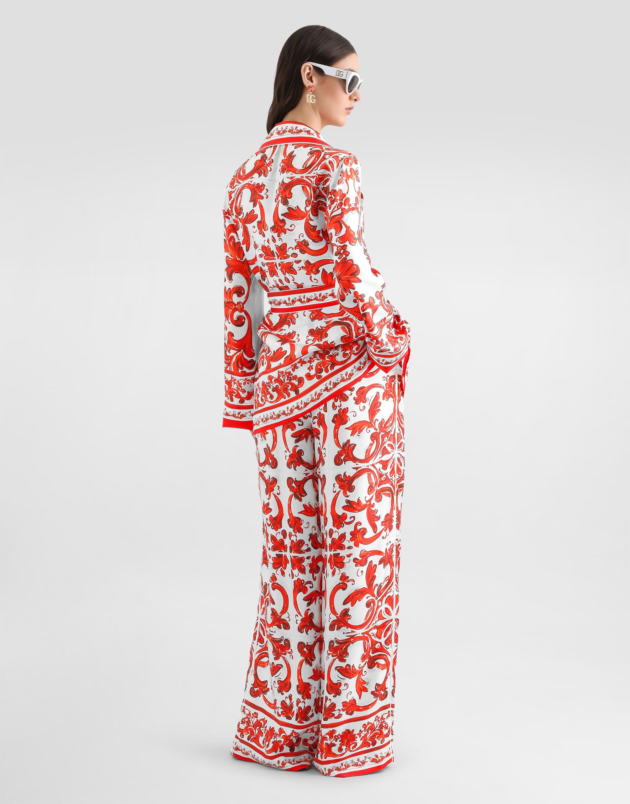 Majolica-print silk vanity shirt in Multicolor for Women