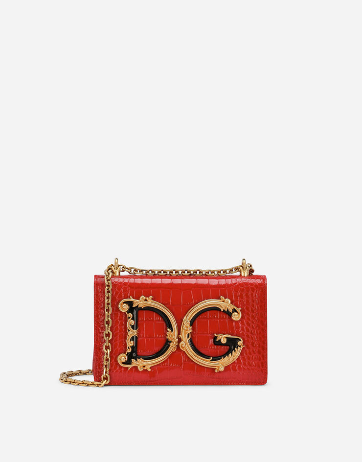 Dolce & Gabbana Crocodile-print calfskin DG Girls bag Red BB6498AC606