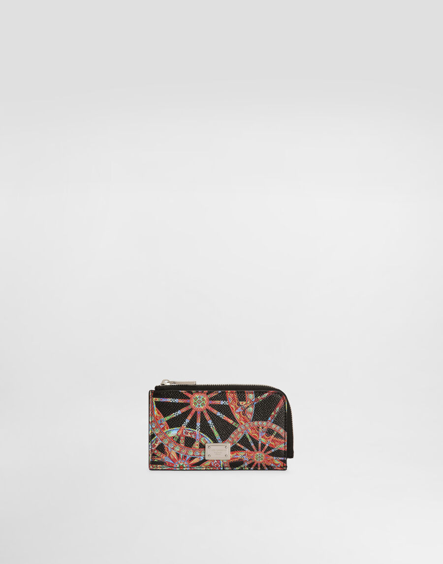 Card holder in carretto-print calfskin