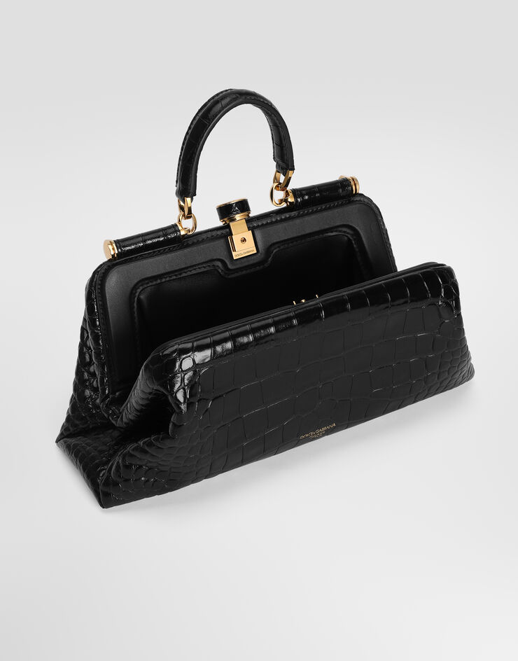 Dolce & Gabbana 핸드백 Grandma 미디엄 앨리게이터 가죽 소재 블랙 BB7986B2EN0