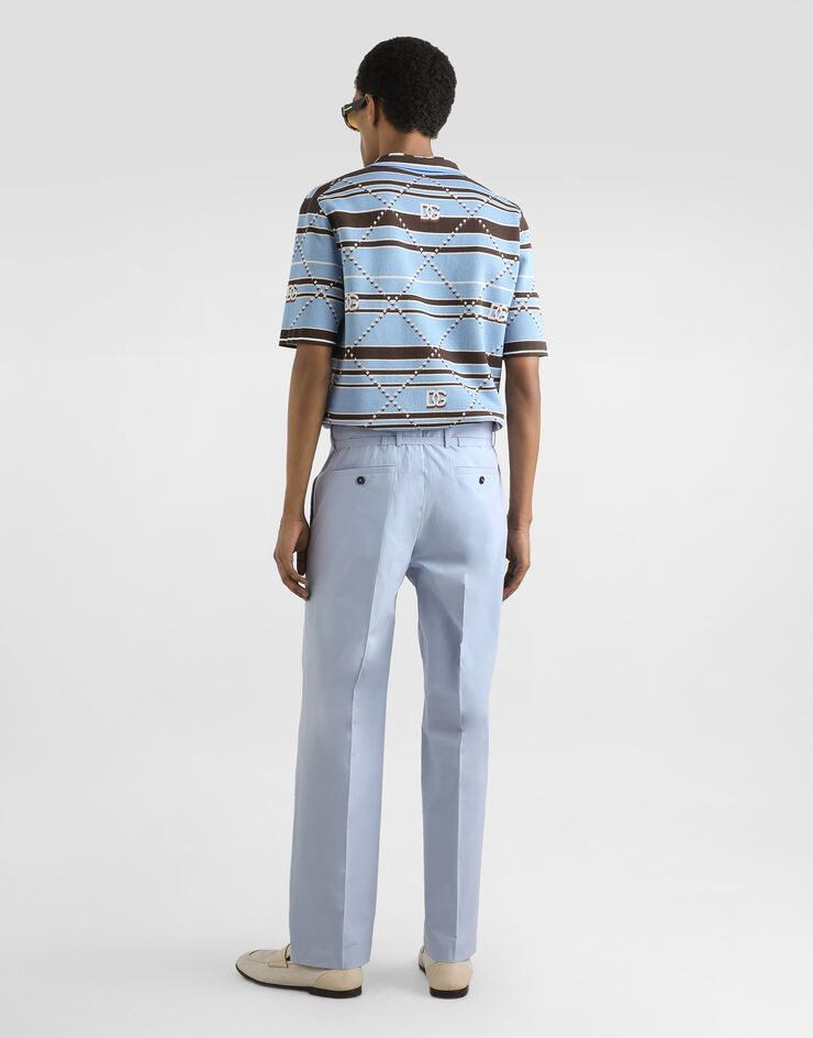 Dolce & Gabbana Striped cotton jacquard polo shirt Multicolor GXZ91TJBCHC