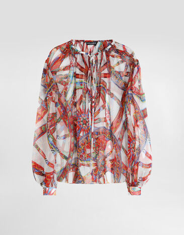 Dolce & Gabbana Carretto-print chiffon top Multicolor F7BR1TIS13V
