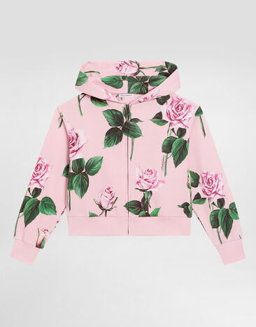 Dolce & Gabbana Hoodie with rose print White L5JTNKG7O9K