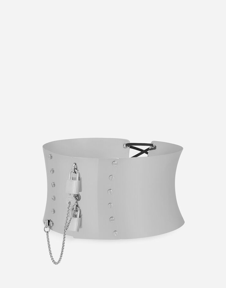 Dolce & Gabbana Hoher Korsettgürtel mit Vorhängeschlössern Silber WLN8M1W1111