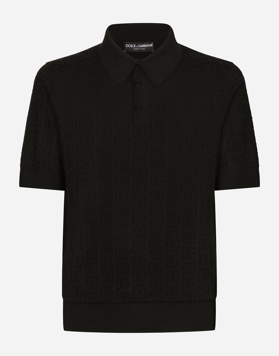 Silk jacquard polo-shirt with DG logo