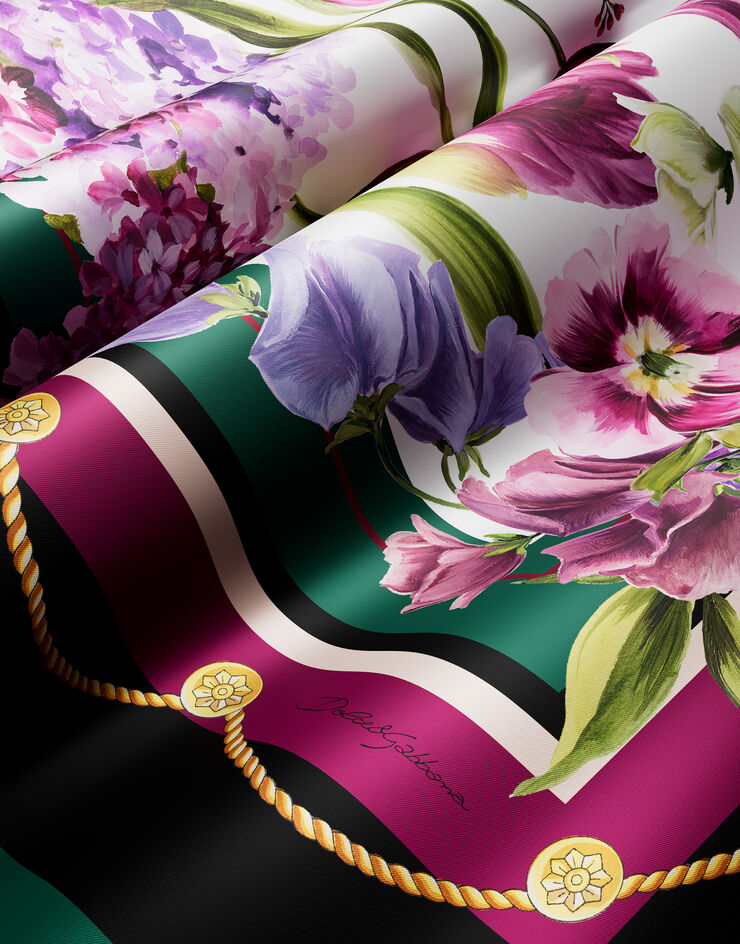 Dolce & Gabbana Fular en sarga de seda con estampado de tulipanes 90 x 90 Imprima FN090RGDCXL