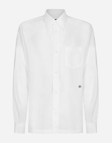 Dolce & Gabbana Linen Hawaiian shirt with DG hardware White G5KJ0TFU4IK