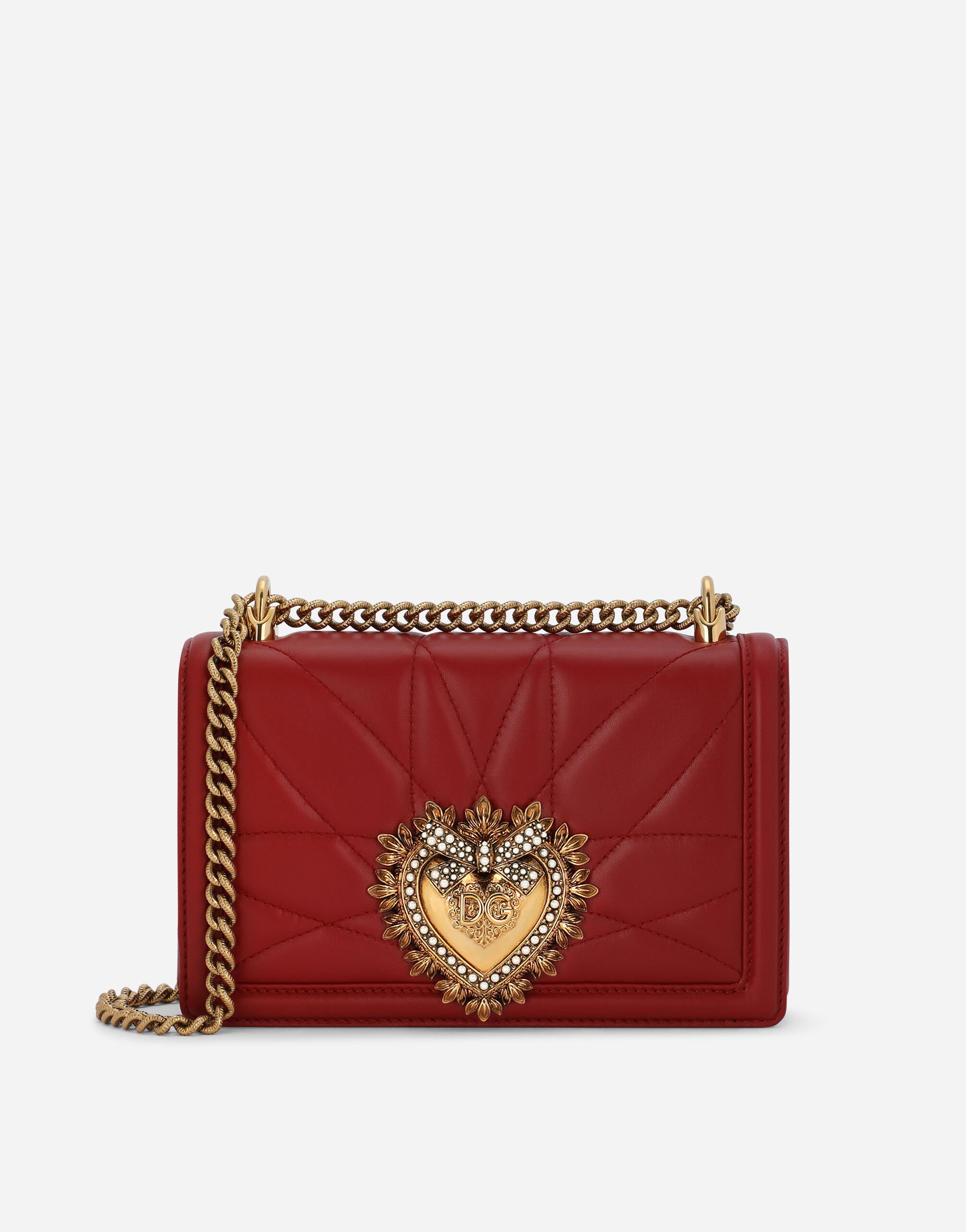 Dolce&Gabbana Medium Devotion bag in quilted nappa leather Red CR1175A1471