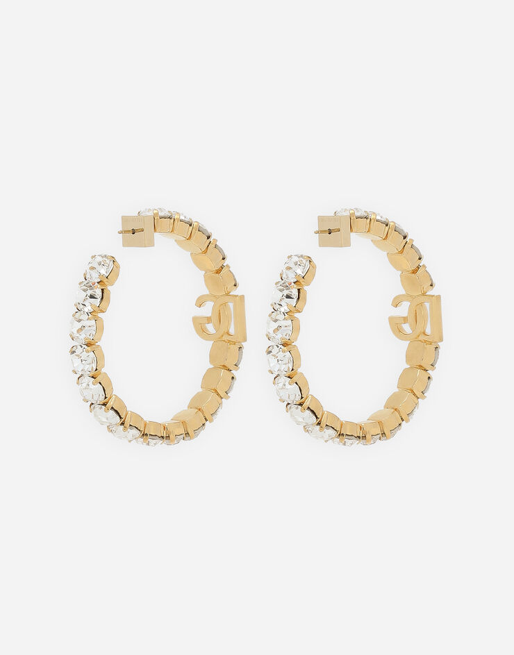 Dolce & Gabbana Creolla earrings with DG logo and rhinestones Gold WEN6L2W1111