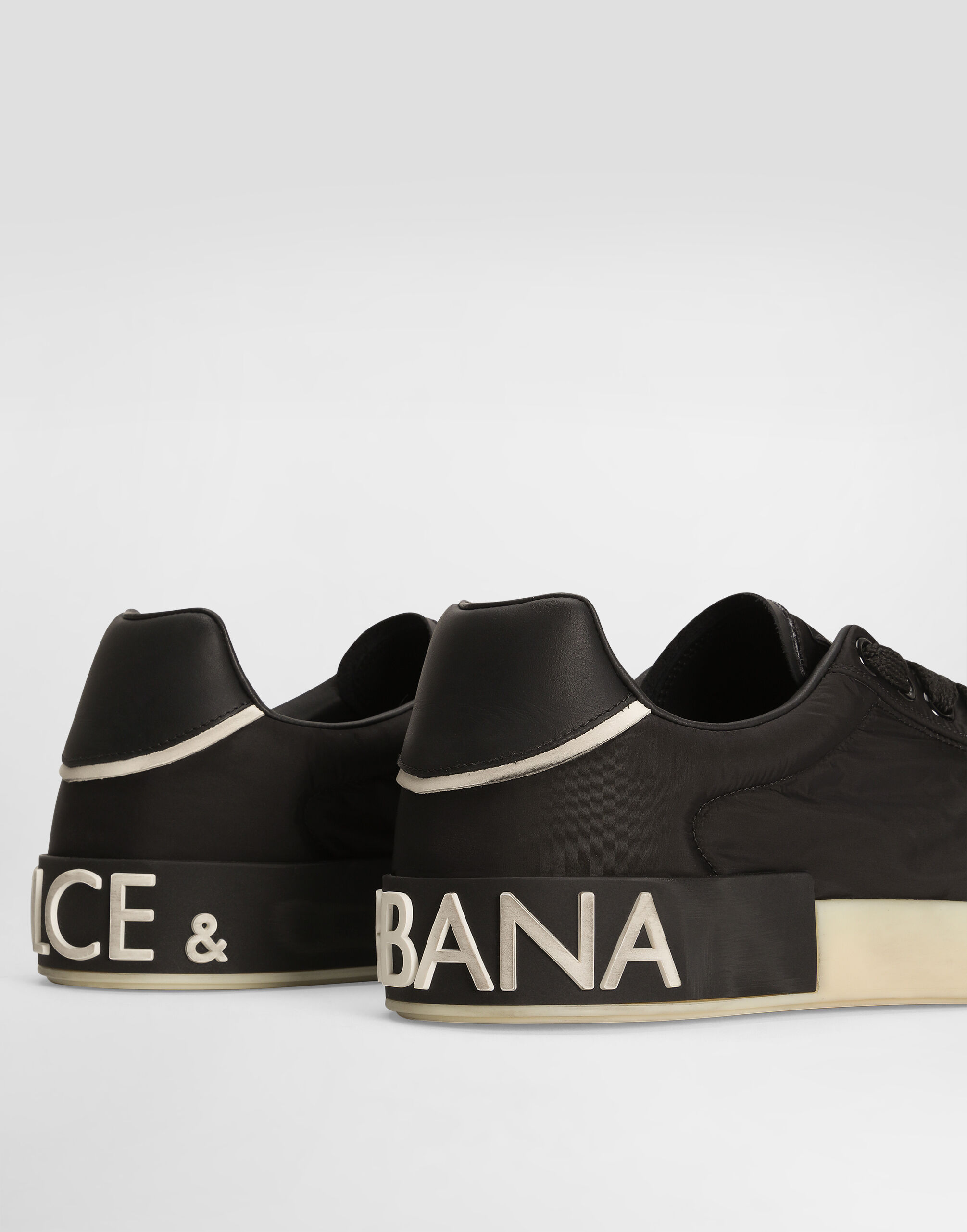 Portofino nylon and split calfskin sneakers in Black for Men