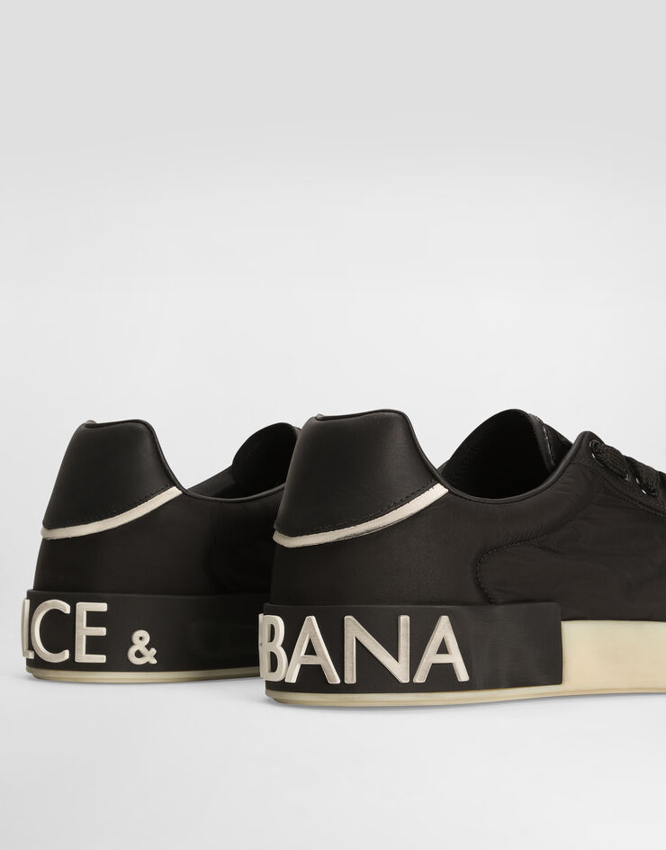 Dolce & Gabbana Portofino nylon and split calfskin sneakers Black CS2392A0136