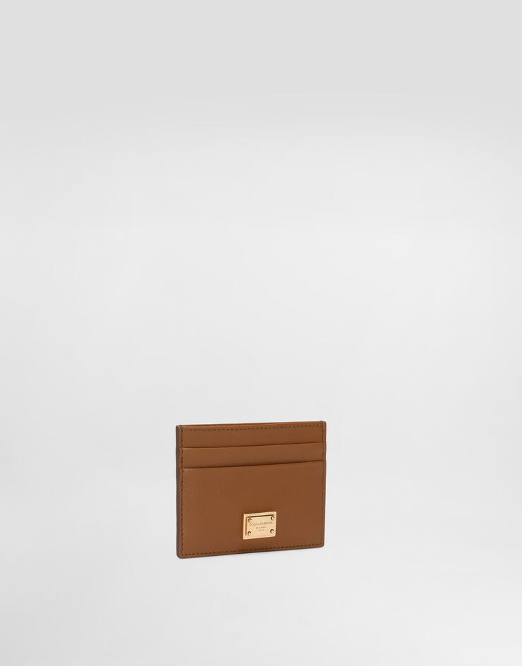Dolce & Gabbana Tarjetero de piel de becerro plongé Marrón BI0330A9S25
