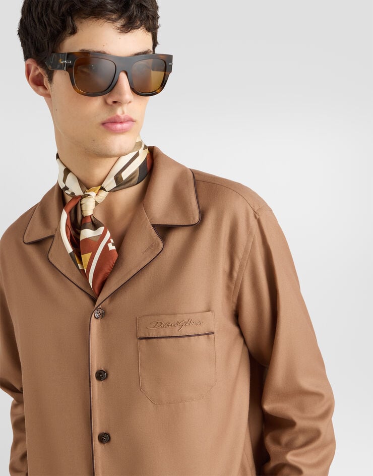 Dolce & Gabbana Hawaii wool twill shirt Dolce & Gabbana Hawaii wool twill shirt Brown G5IF1ZFU3SW