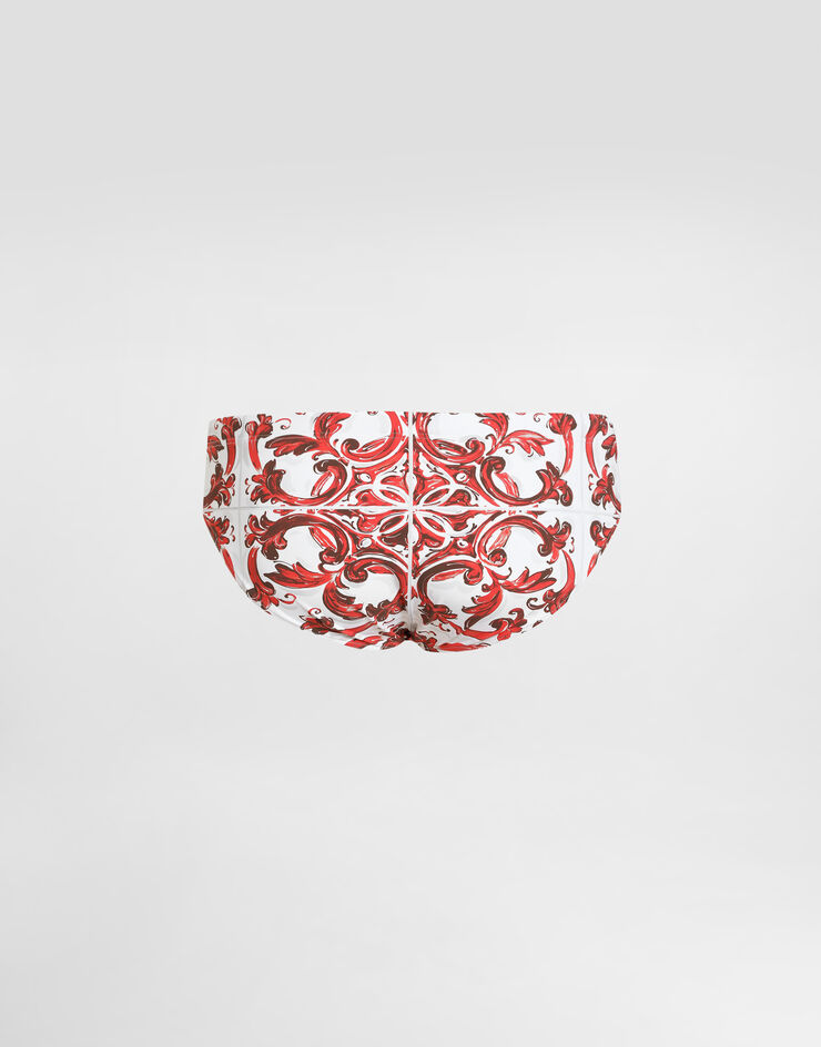 Dolce & Gabbana Majolica-print high swim briefs Multicolor M4A09JHSGBH