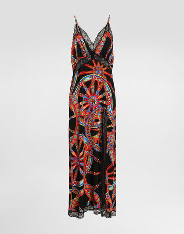 Dolce & Gabbana Carretto-print charmeuse slip dress Multicolor F616ITFSA9U