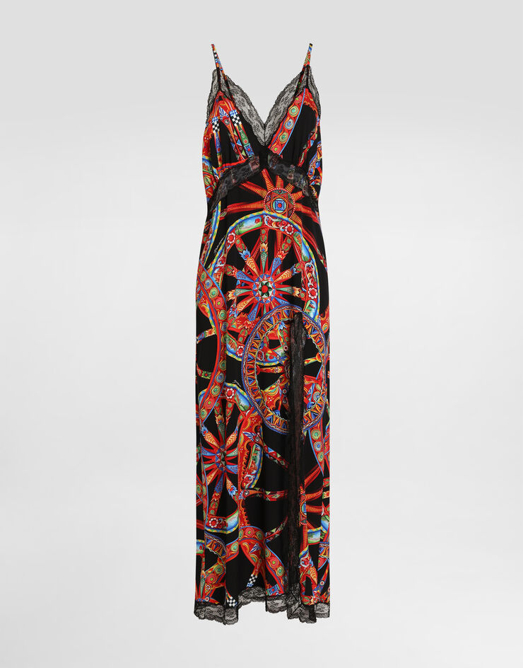 Dolce & Gabbana Carretto-print charmeuse slip dress Multicolor F616ITFSA9U