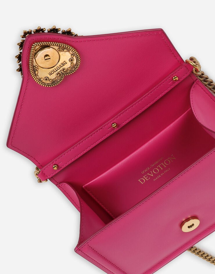 Dolce & Gabbana Bolso Devotion pequeño en piel de becerro Rosa BB6711AV893