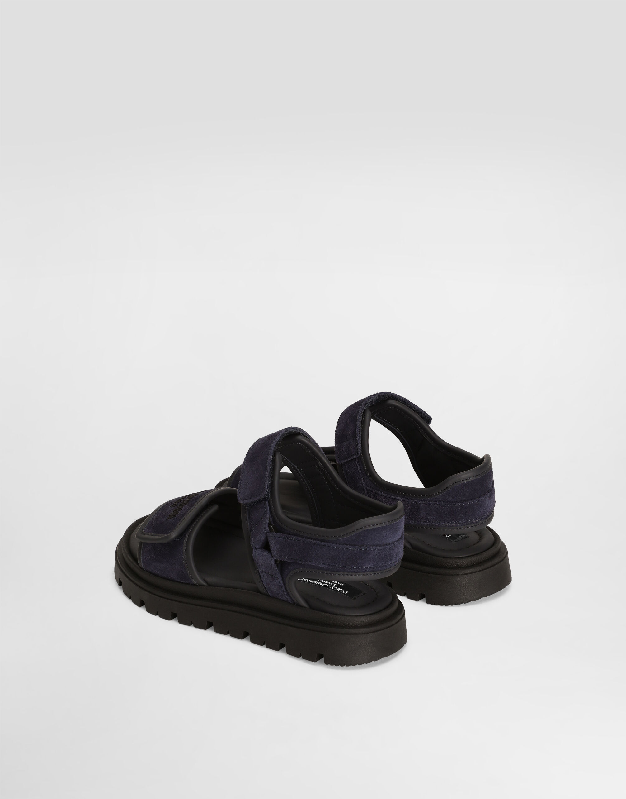 新作メンズ* Dolce&Gabbana*ロゴ付きレザーサンダル シンプル ブルーのメンズ Dolce&Gabbanaロゴプリント スプリットレザー