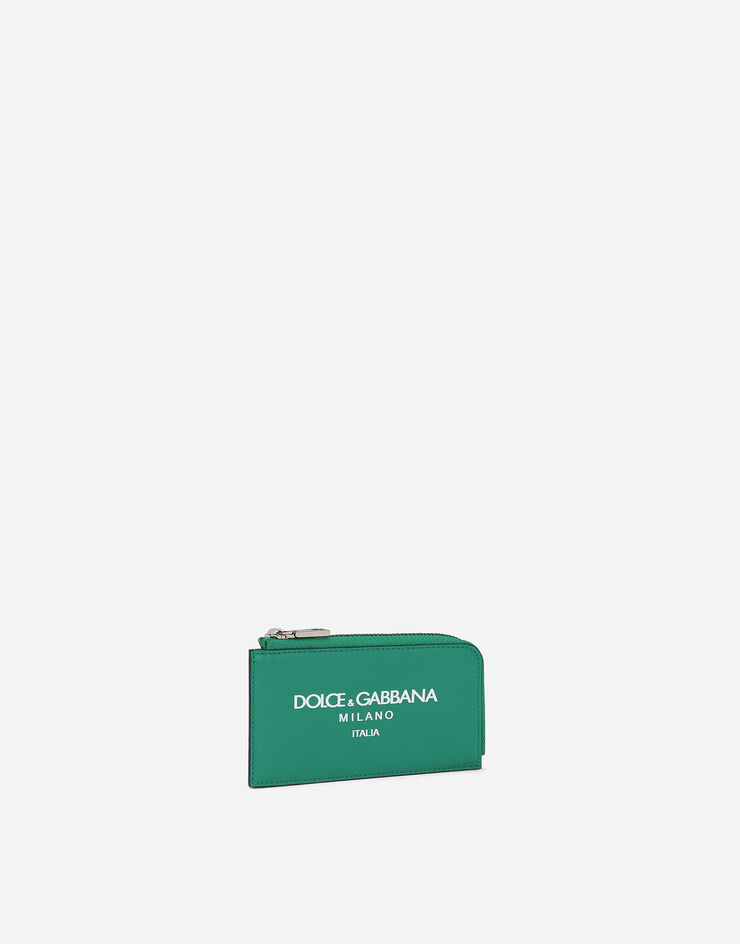 Dolce & Gabbana Calfskin card holder with logo Green BP3274AN244