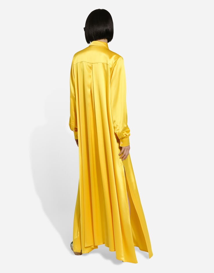 Dolce & Gabbana Туника из шелкового крепа с длинным рукавом желтый F6DJPTFU1NG