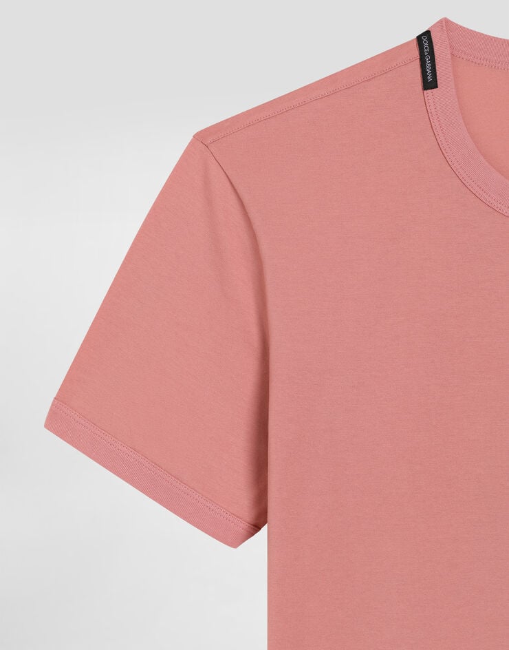 Dolce & Gabbana Camiseta en algodón con parche Pink G8PV1ZG7P3N